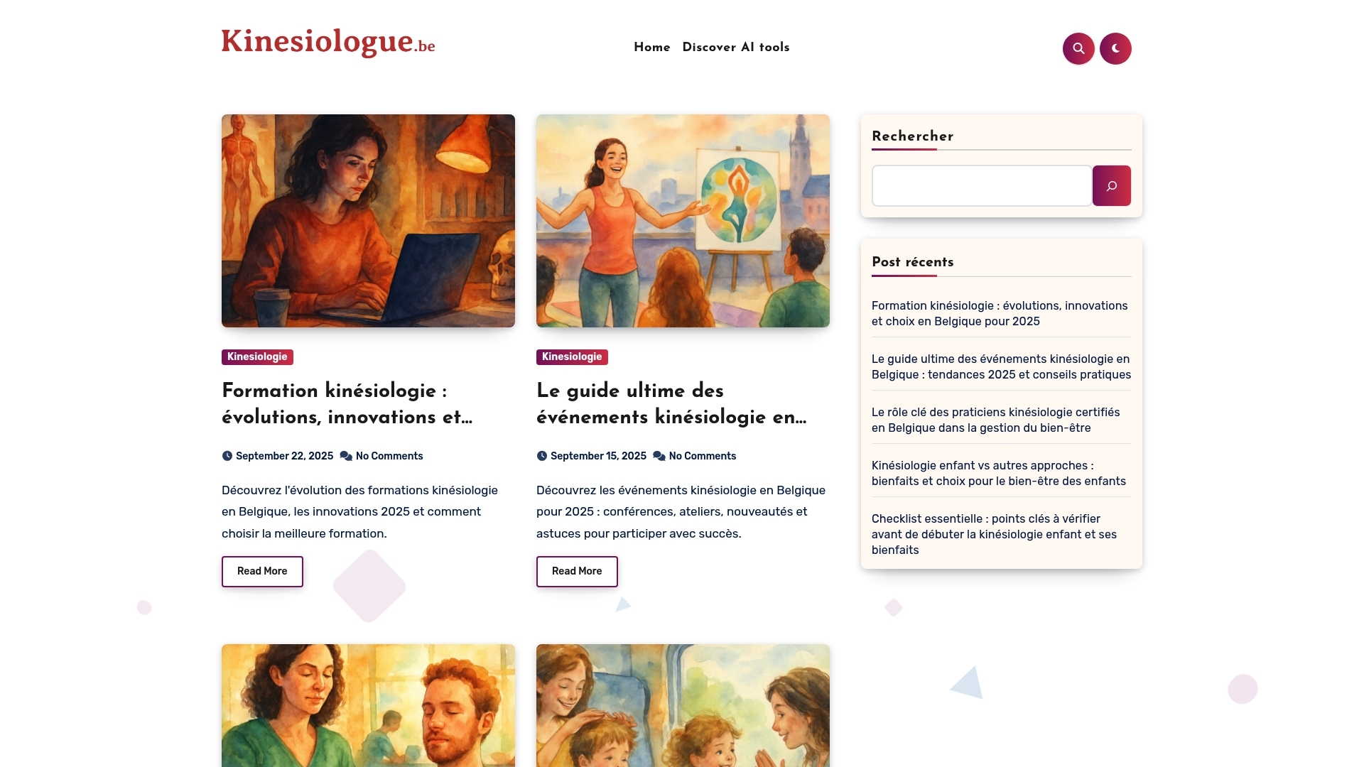 Screenshot of workspace Kinésiologie Belgique