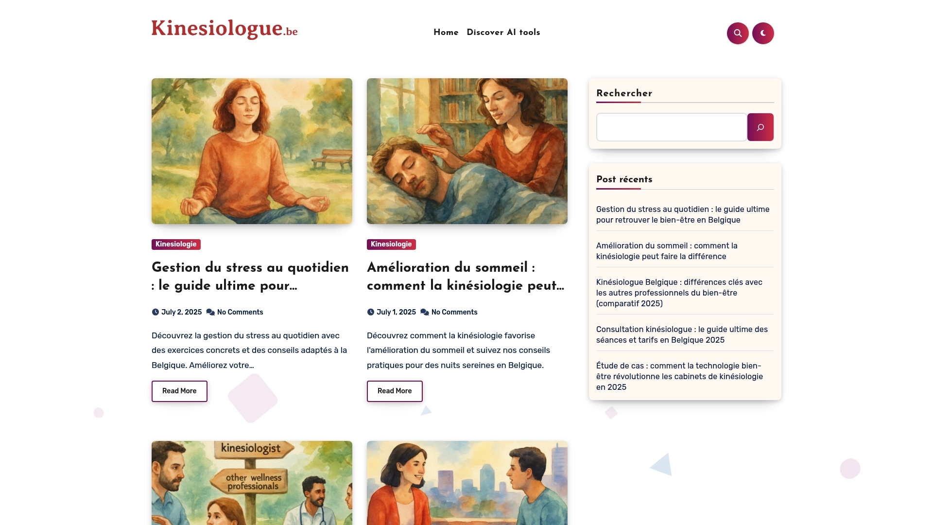 Screenshot of workspace Kinésiologie Belgique
