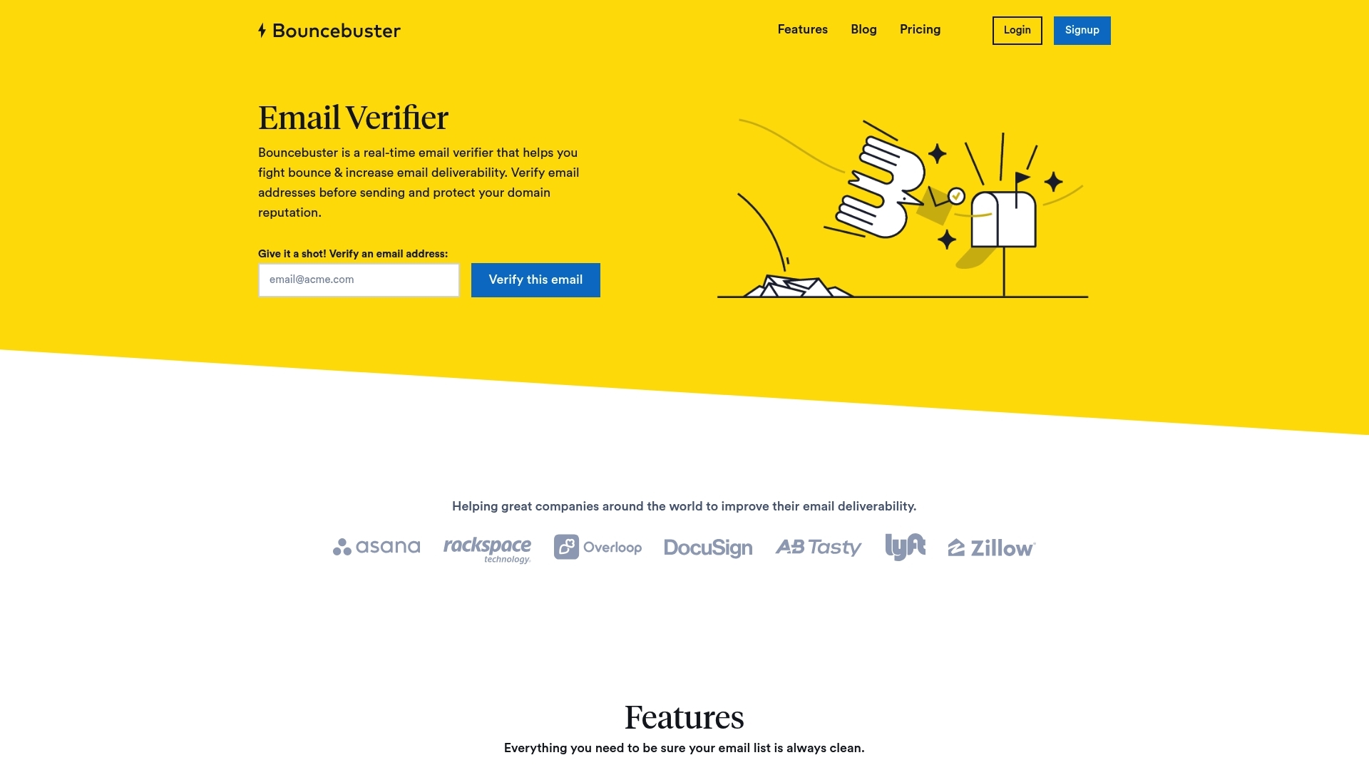 Screenshot of website Bouncebuster