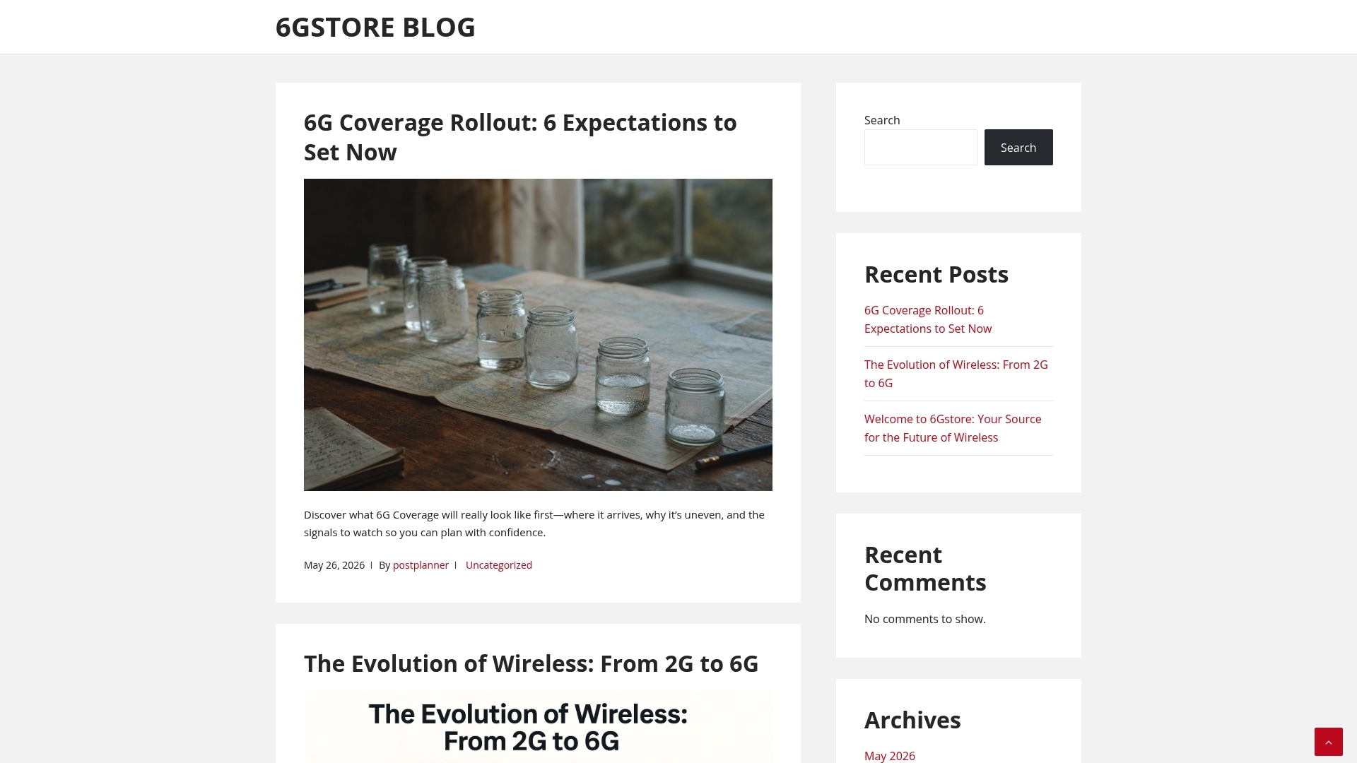 Screenshot of workspace 6Gstore Blog