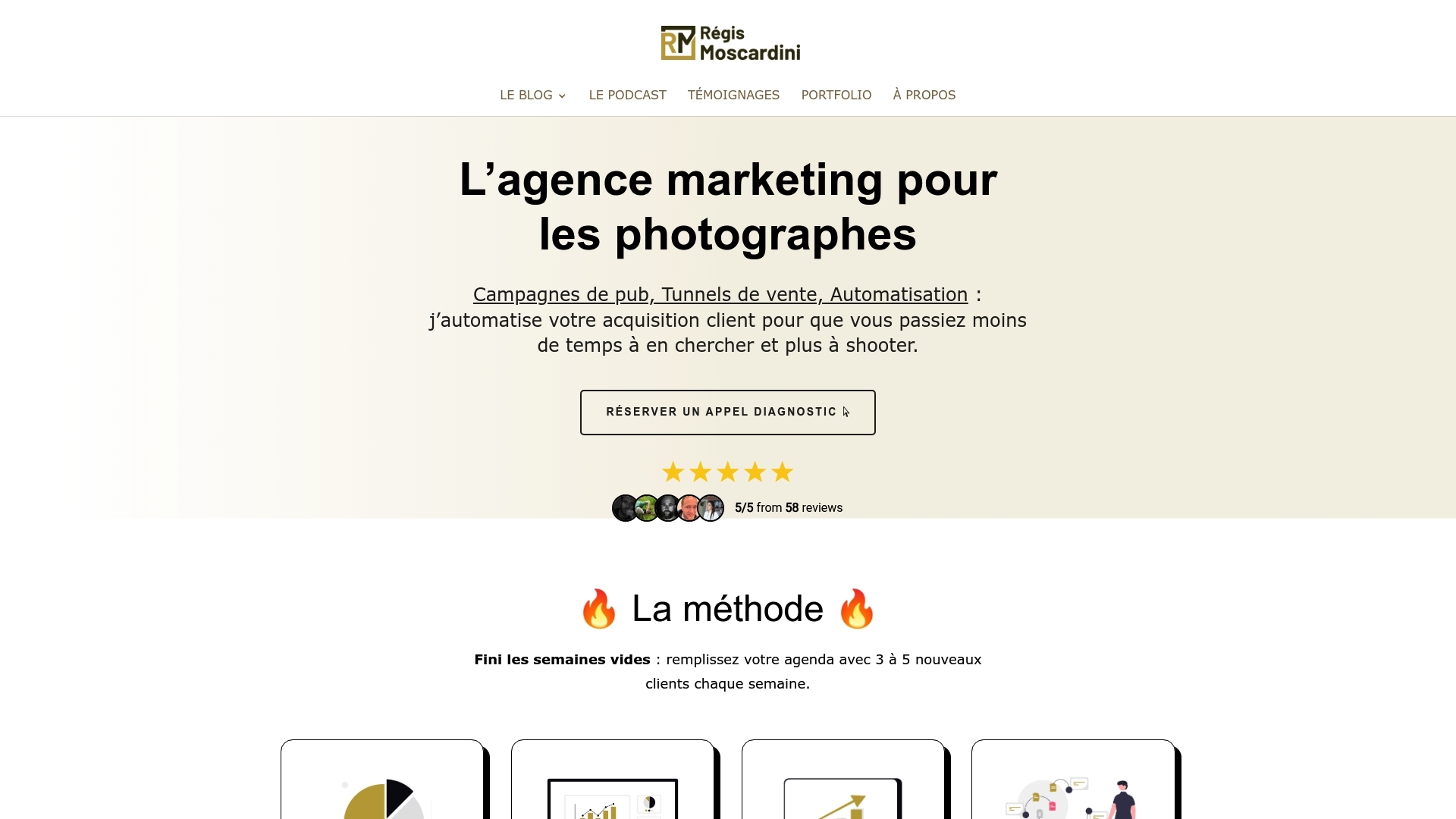 Screenshot of website Agence marketing pour photographes