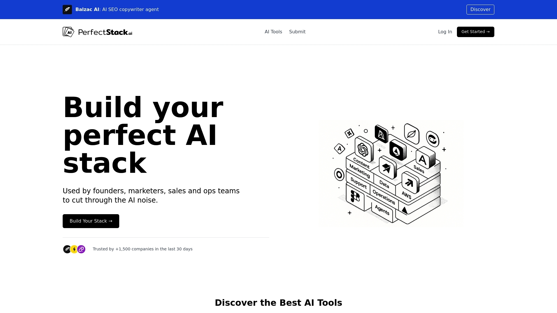 Screenshot of website PerfectStack.ai
