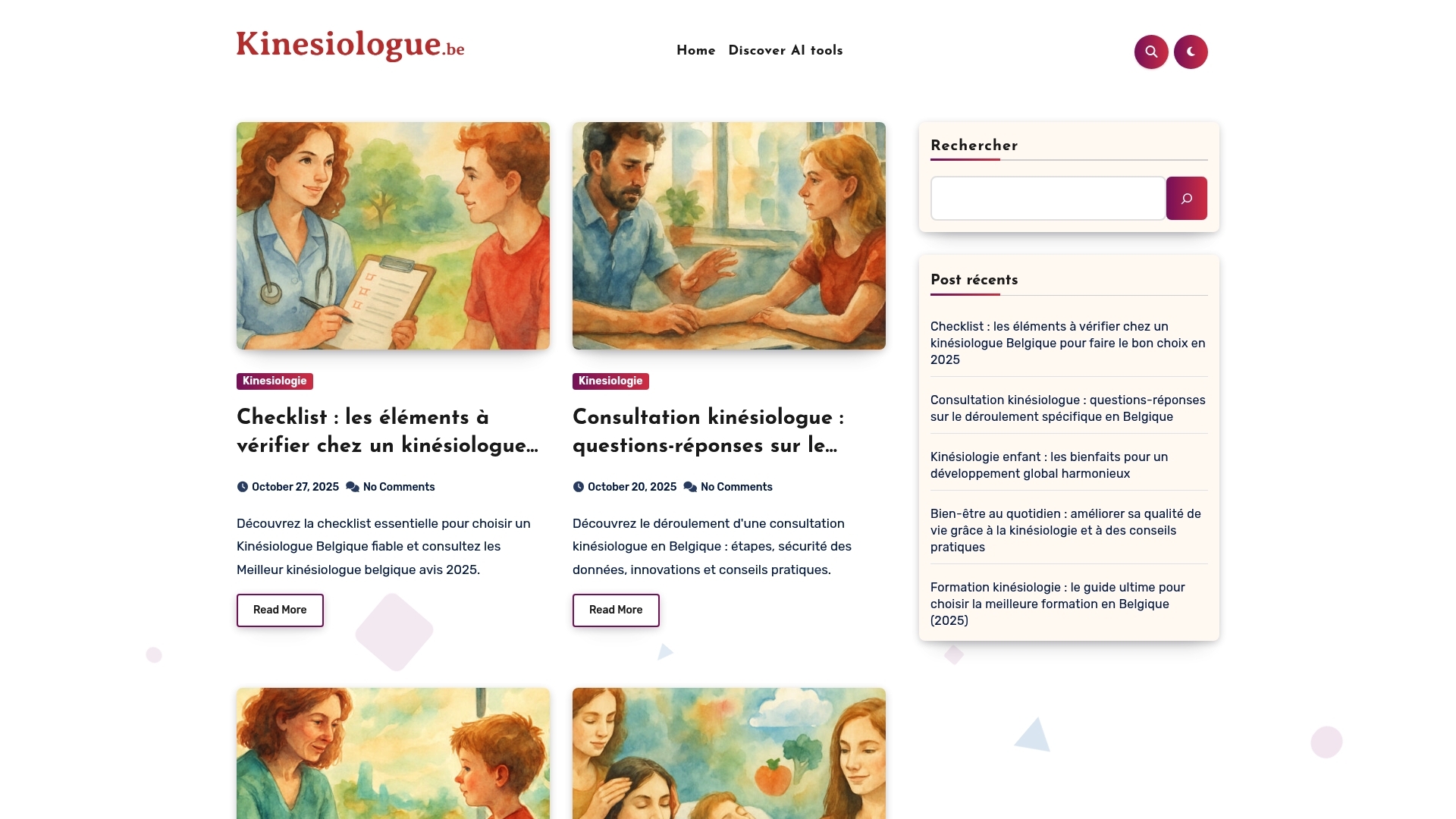 Screenshot of workspace Kinésiologie Belgique