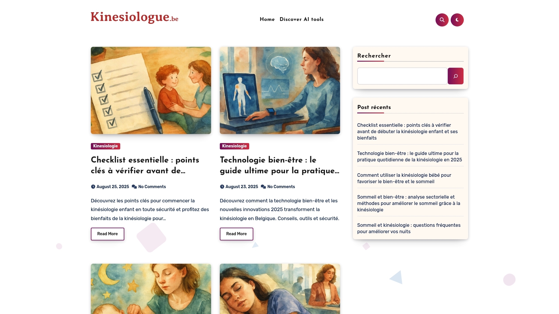 Screenshot of workspace Kinésiologie Belgique