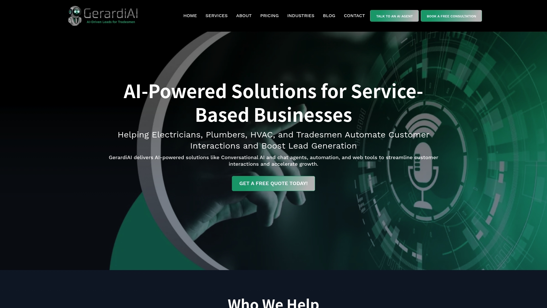 Screenshot of website GerardiAI